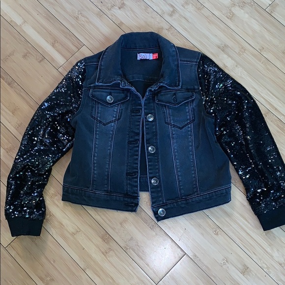 girls sequin denim jacket